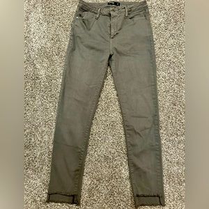 Just Black cropped jeans. A dark olive/army green.